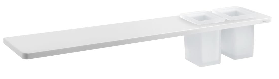 ABELINE półka + 2 kubki, 600mm, Rockstone, biały mat