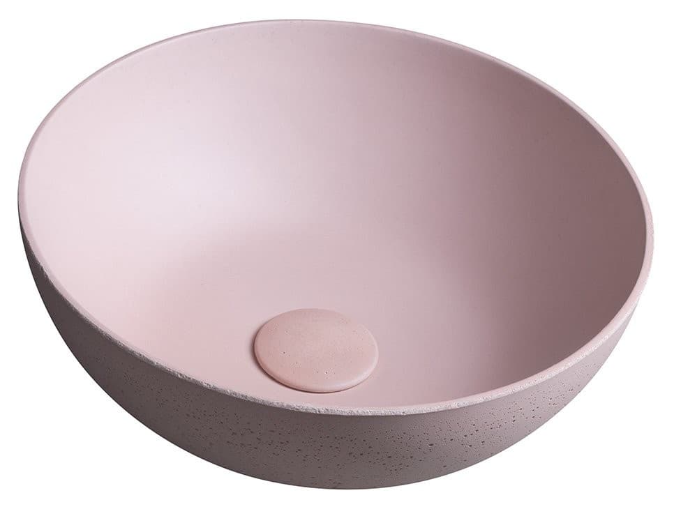 FORMIGO umywalka betonowa nablatowa, średnica 39cm, różowy