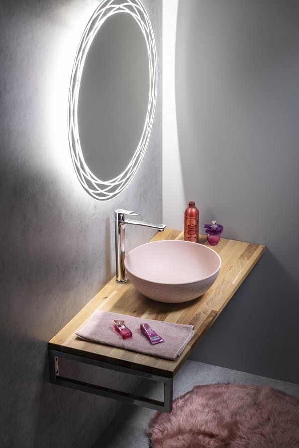 FORMIGO umywalka betonowa nablatowa, średnica 39cm, różowy