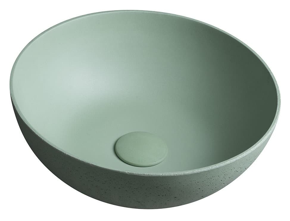 FORMIGO umywalka betonowa nablatowa, średnia 39cm, zielony
