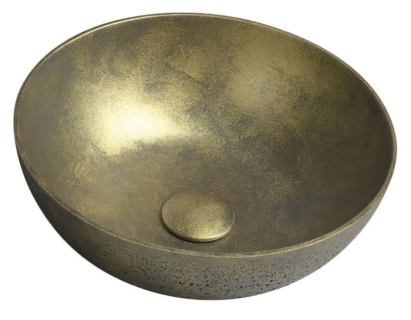 FORMIGO umywalka betonowa nablatowa, średnica 39cm, złoto