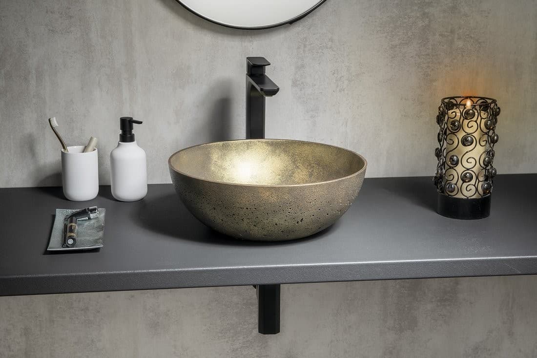 FORMIGO umywalka betonowa nablatowa, średnica 39cm, złoto