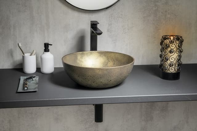 FORMIGO umywalka betonowa nablatowa, średnica 39cm, złoto