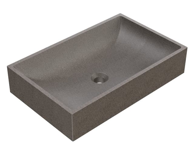 TARANT umywalka betonowa z odpływem, 58x36cm, czarny granit