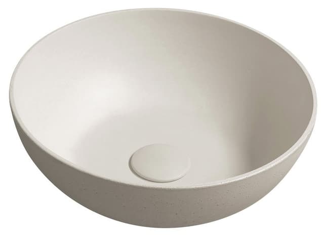 FORMIGO umywalka betonowa nablatowa, średnica 39cm, piaskowy