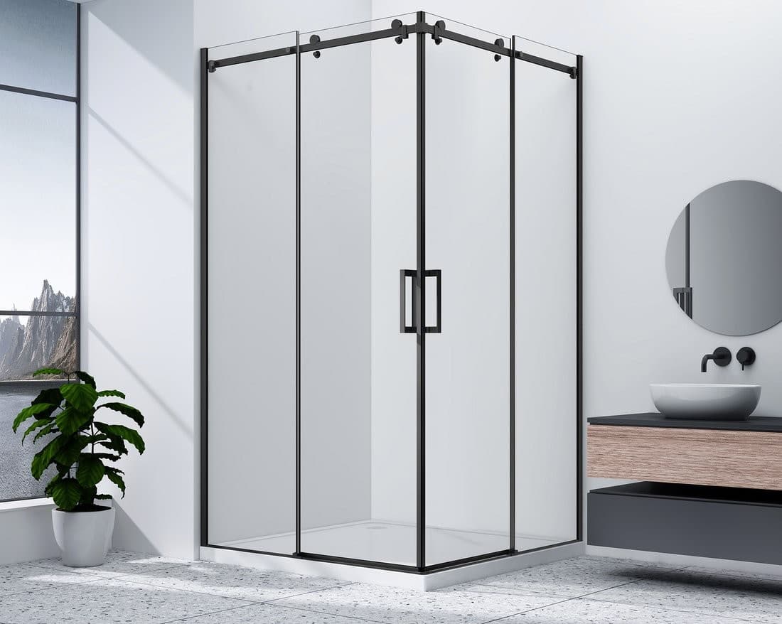 DRAGON BLACK kabina prysznicowa 800x800mm, wejście z rogu