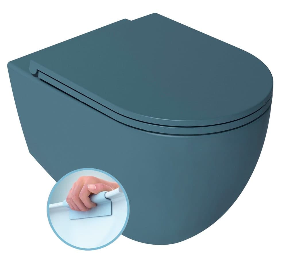 INFINITY miska WC wisząca, Rimless, 36,5x53cm, petrol mat