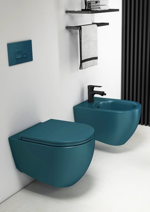 INFINITY miska WC wisząca, Rimless, 36,5x53cm, petrol mat