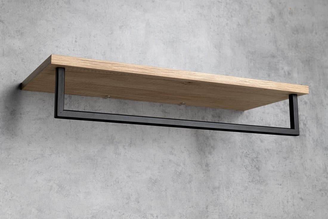 SKA półka na ręczniki z relingiem 600x250mm, dąb/czarny mat