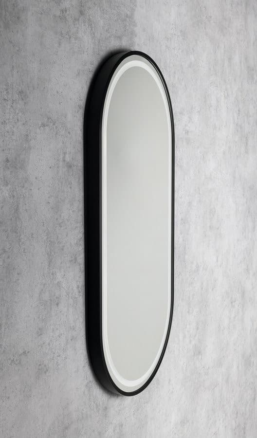 KAIRA lustro owalne z oświetleniem LED 45x90cm, czarny mat