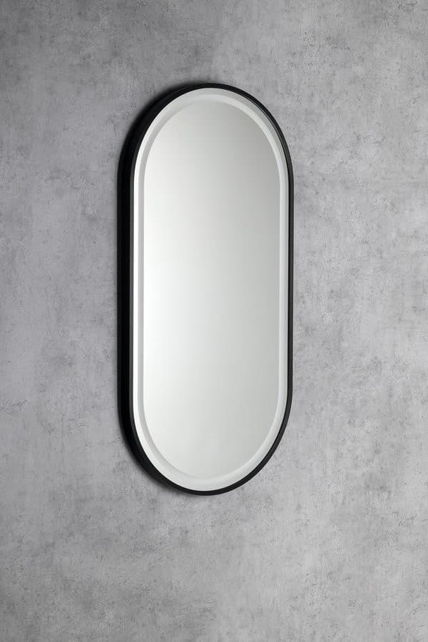 KAIRA lustro owalne z oświetleniem LED 45x90cm, czarny mat