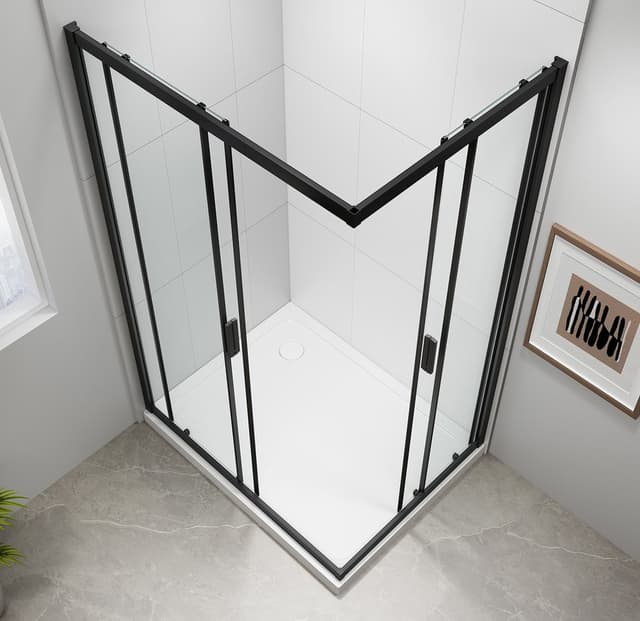 EASY BLACK kabina prysznicowa 900x800mm, szkło czyste