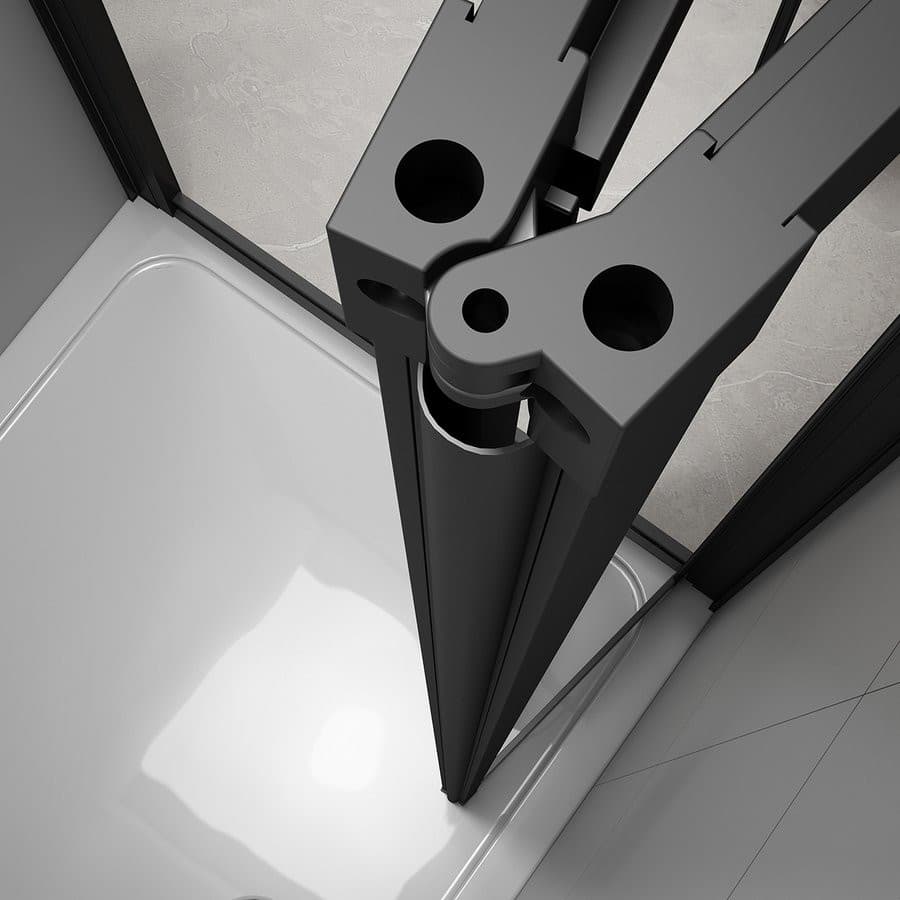 EASY BLACK drzwi prysznicowe składane 800mm, szkło czyste