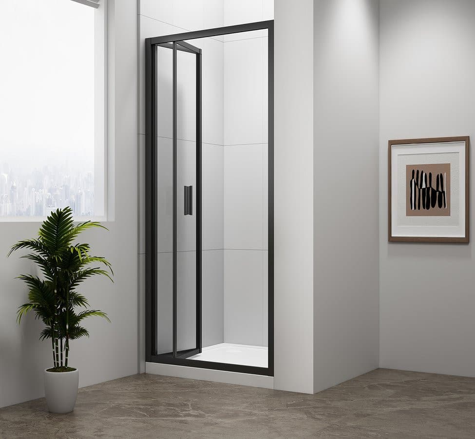 EASY BLACK drzwi prysznicowe składane 900mm, szkło czyste