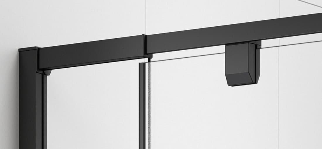 EASY BLACK drzwi prysznicowe obrotowe 760-900mm, szkło Brick