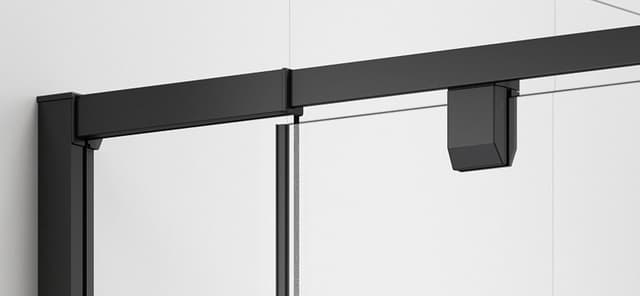 EASY BLACK drzwi prysznicowe obrotowe 760-900mm, szkło Brick