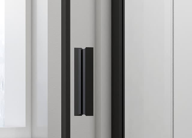 EASY BLACK drzwi prysznicowe obrotowe 760-900mm, szkło Brick