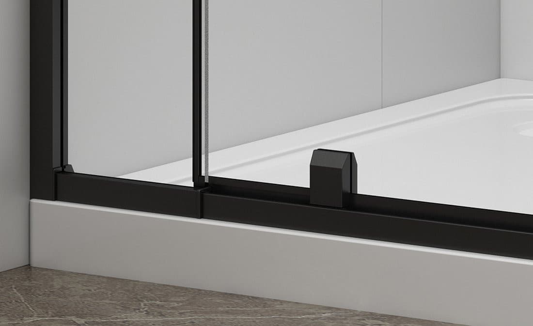 EASY BLACK drzwi prysznicowe obrotowe 880-1020mm, szkło brick
