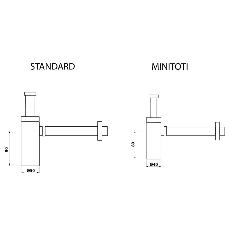 MINITOTI syfon umywalkowy 5/4"-32mm, czarny mat