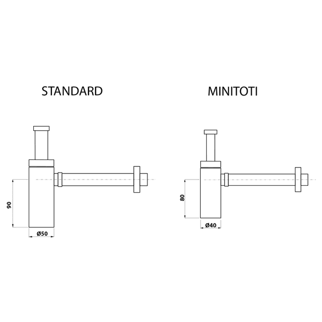 MINITOTI syfon umywalkowy 5/4"-32mm, czarny mat