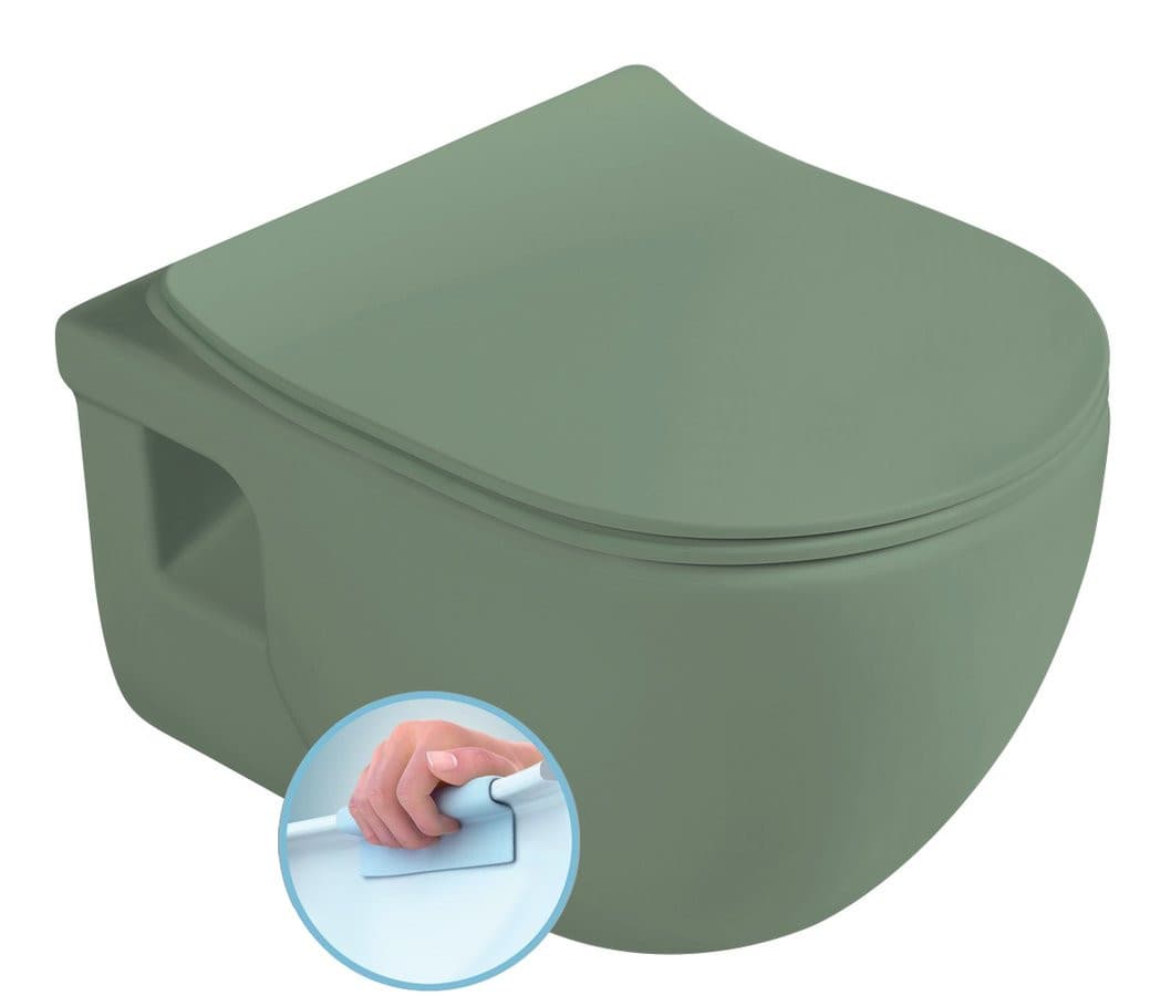 BRILLA WC wiszące, Rimless, 36,5x53cm, zielona mat