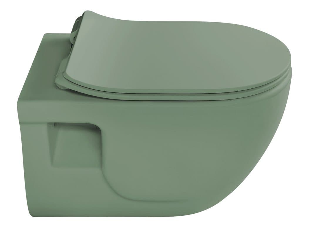 BRILLA WC wiszące, Rimless, 36,5x53cm, zielona mat