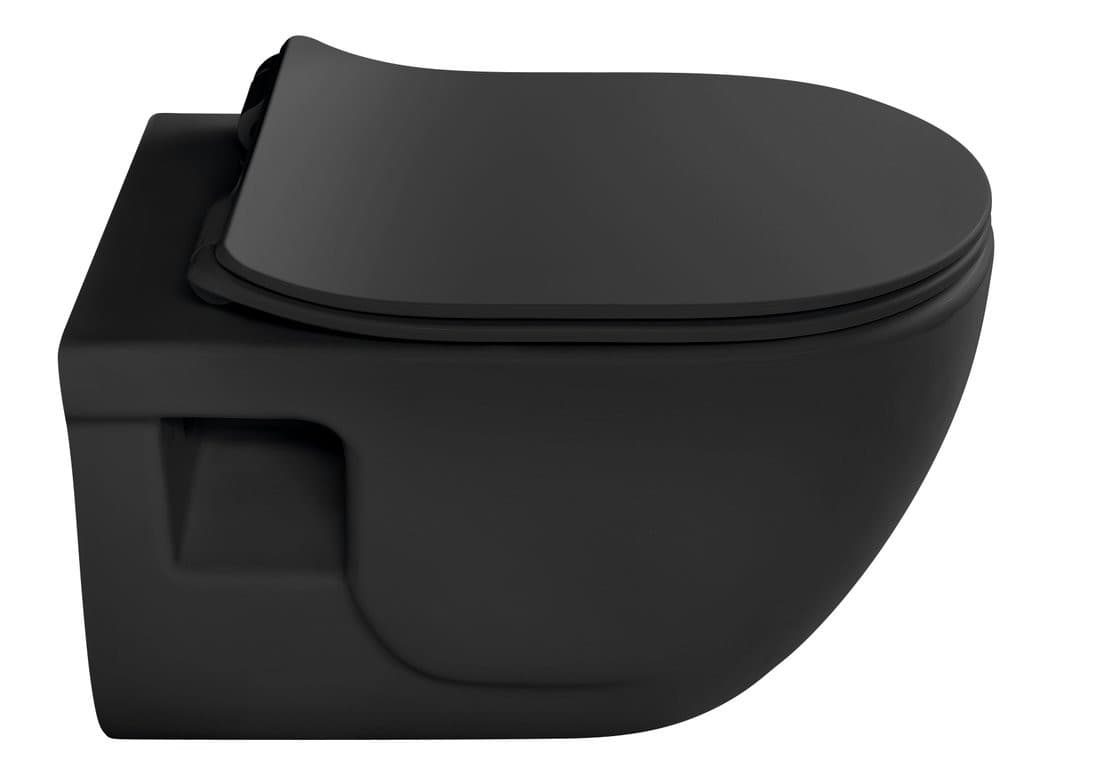 BRILLA WC wiszące, Rimless, 36,5x53cm, czarny mat