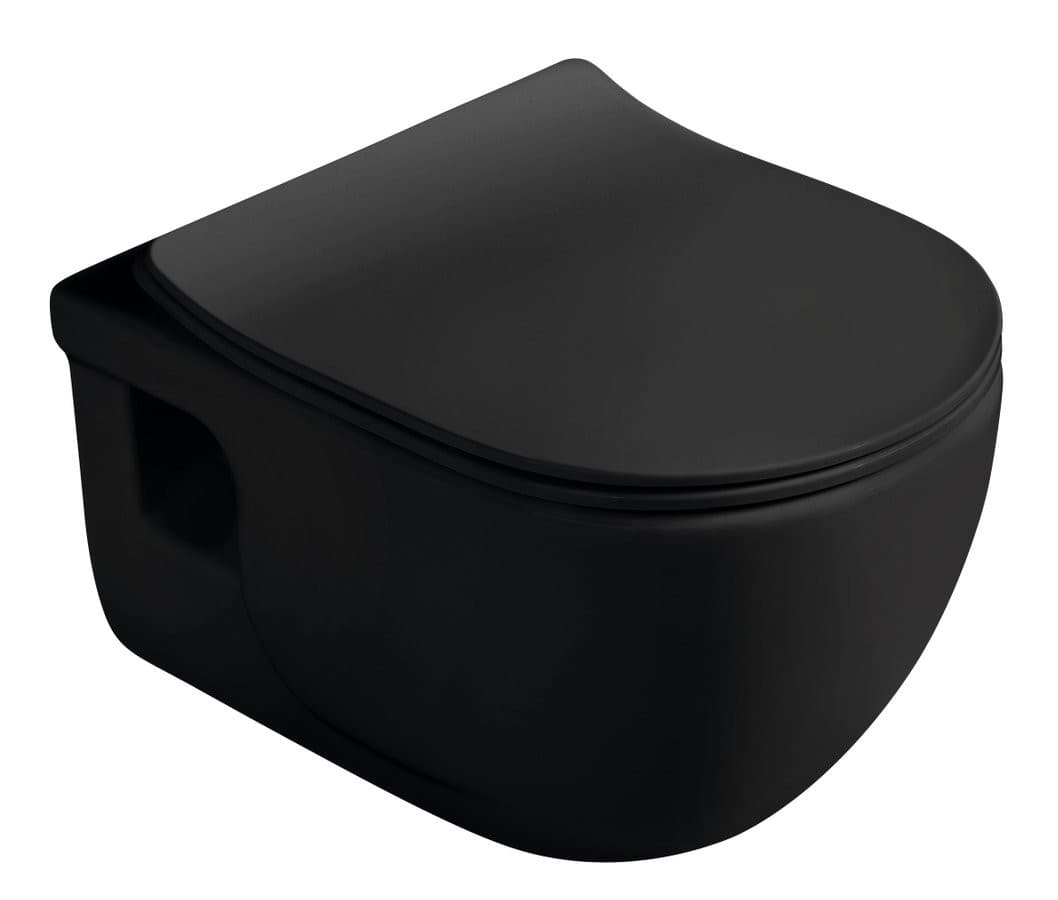 BRILLA WC wiszące, Rimless, 36,5x53cm, czarny mat