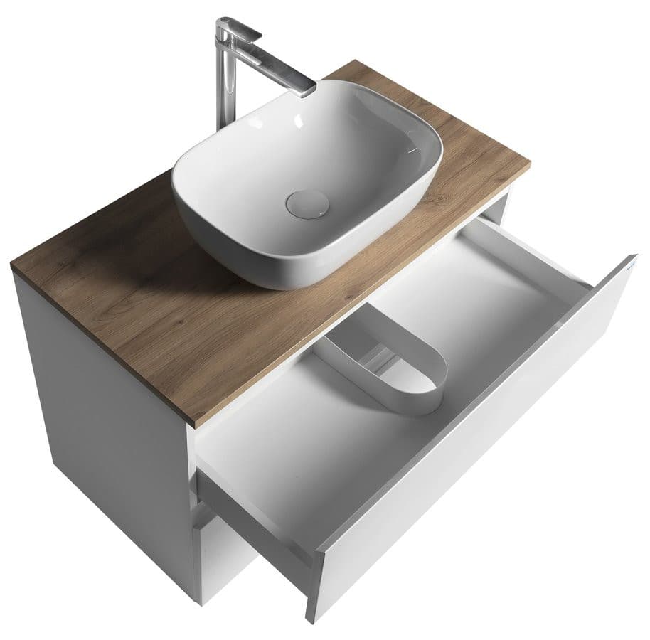 ALTAIR szafka z blatem 87,5 cm, biały/dąb emporio