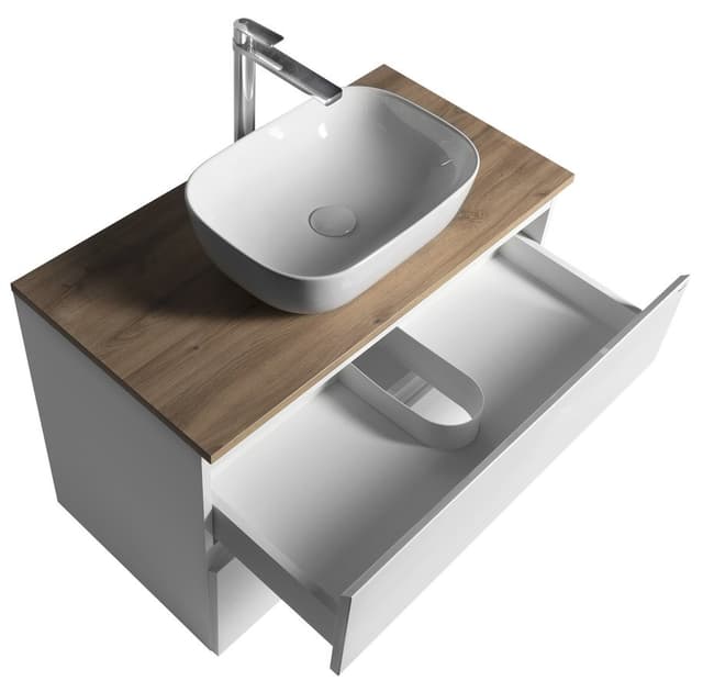 ALTAIR szafka z blatem 87,5 cm, biały/dąb emporio