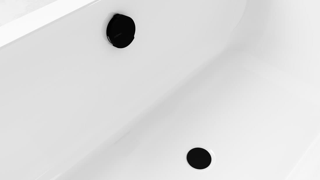 MARBLE zestaw odpływowy z napełnianiem, dł. 800mm, czarny mat