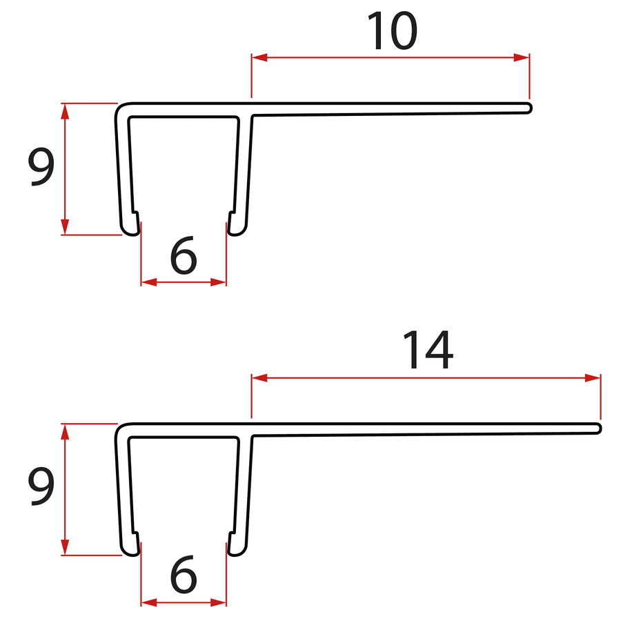 Zestaw uszczelek pionowych do szkła 6/6mm, 1900mm