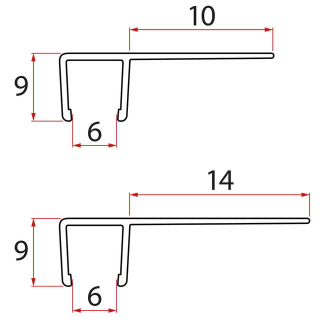 Zestaw uszczelek pionowych do szkła 6/6mm, 1900mm