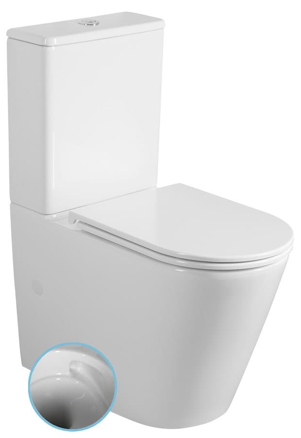 DARIO RIMLESS komplakt WC, odpływ poziomy/pionowy, biały