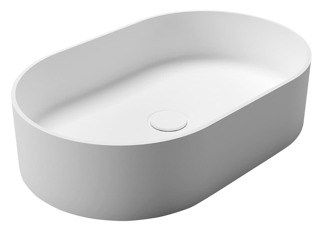 THIN umywalka na Rockstone blat 55x35cm, biały mat