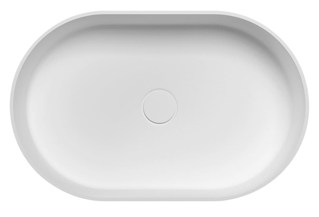 THIN umywalka na Rockstone blat 55x35cm, biały mat