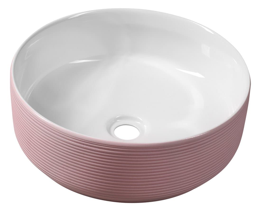 ARDEA ceramiczna umywalka nablatowa śr. 41cm, różowa
