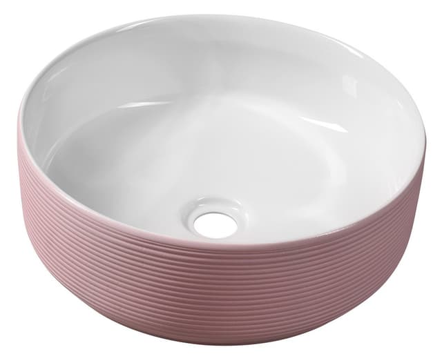 ARDEA ceramiczna umywalka nablatowa śr. 41cm, różowa