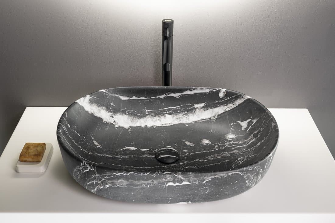 CALEO umywalka ceramiczna nabłatowa, 60x42cm, carnico marmor