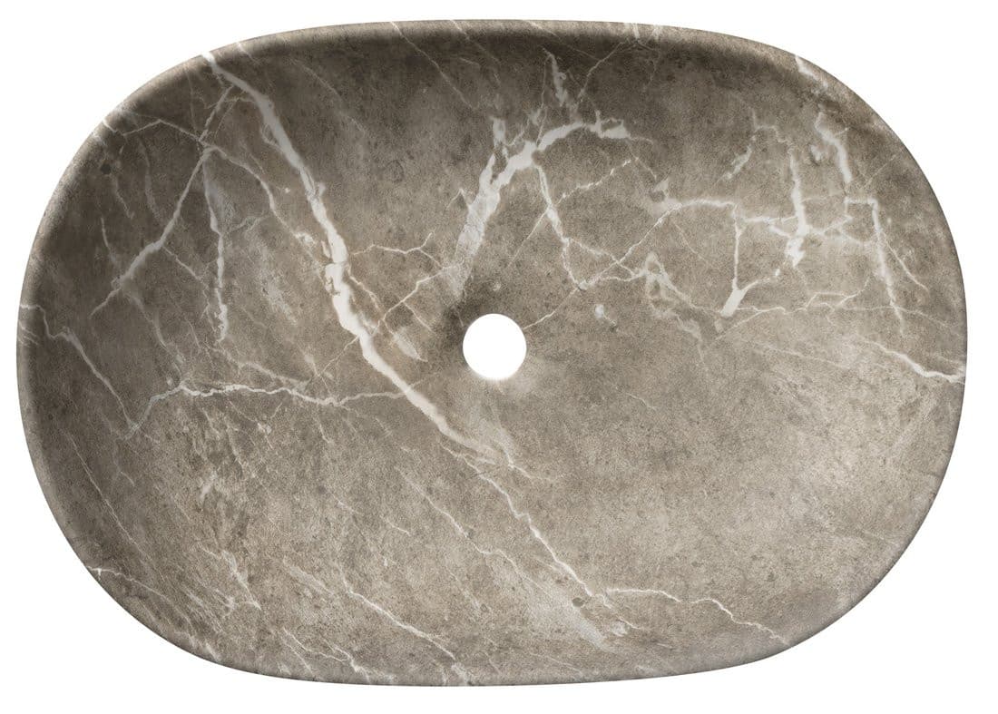 CALEO umywalka ceramiczna nabłatowa, 60x42cm, breccia marmor