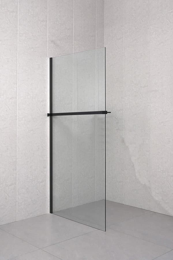 Półka do walk-in kabinę prysznicową, 142cm, czarny matt