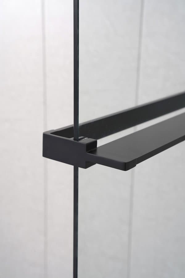 Półka do walk-in kabinę prysznicową, 142cm, czarny matt