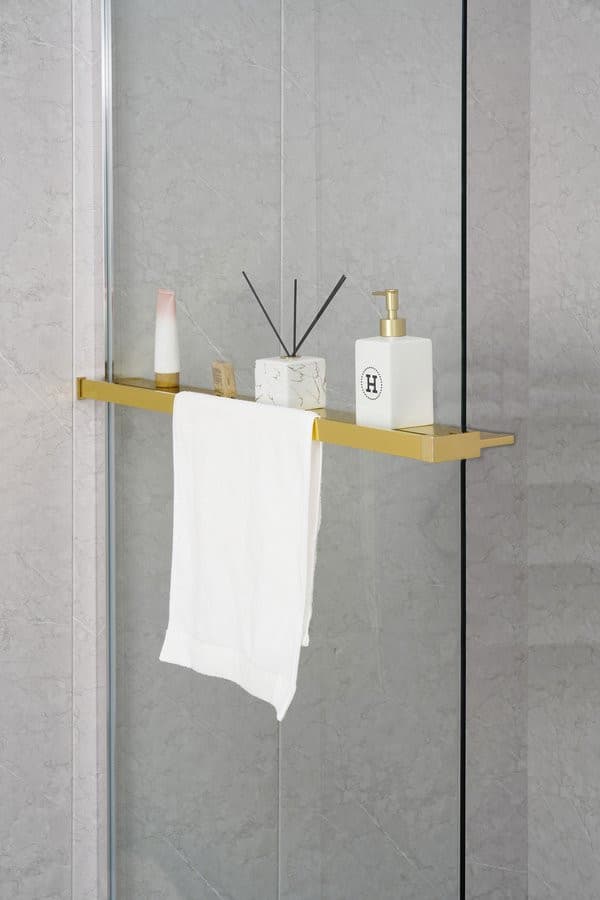 Półka do walk-in kabinę prysznicową, 142cm, złoto mat