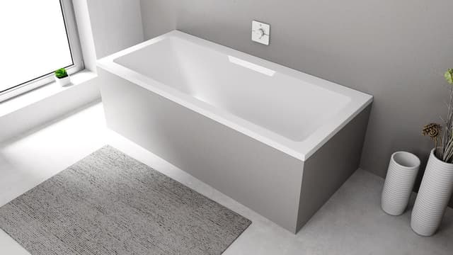 CASCATA wanna prostokątna 185x85x45cm, kaskada biała