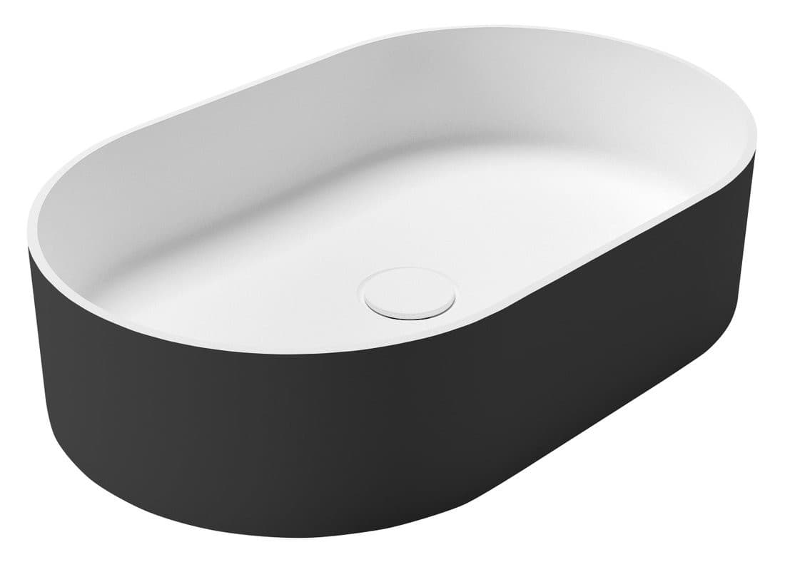 THIN umywalka na Rockstone blat 55x35cm, carina/biały mat