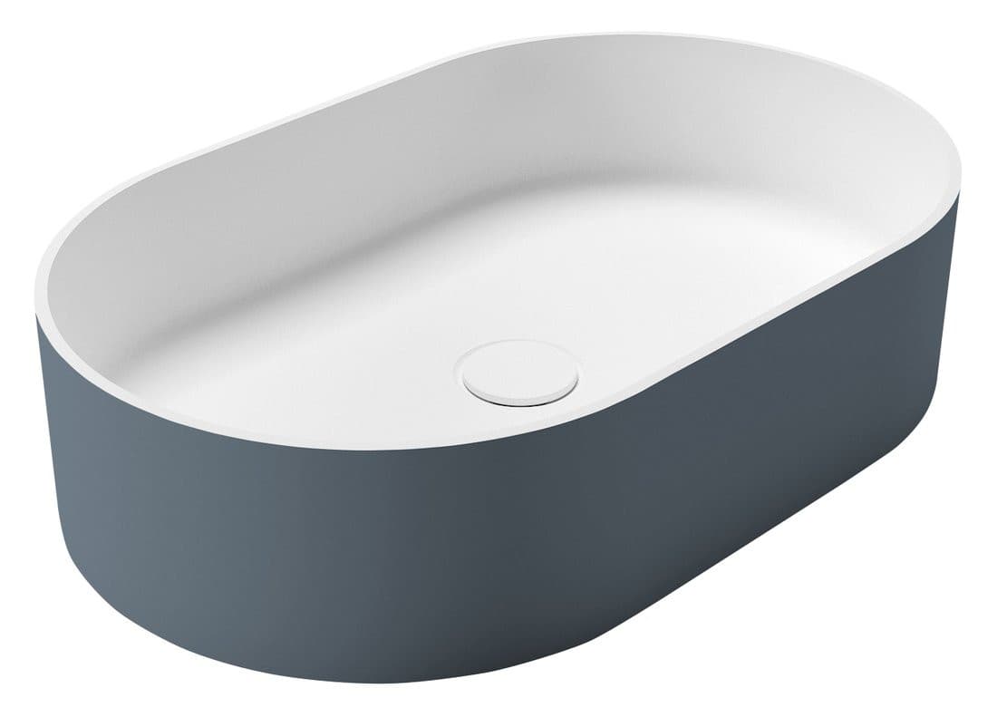 THIN umywalka na Rockstone blat 55x35cm, siena/biały mat