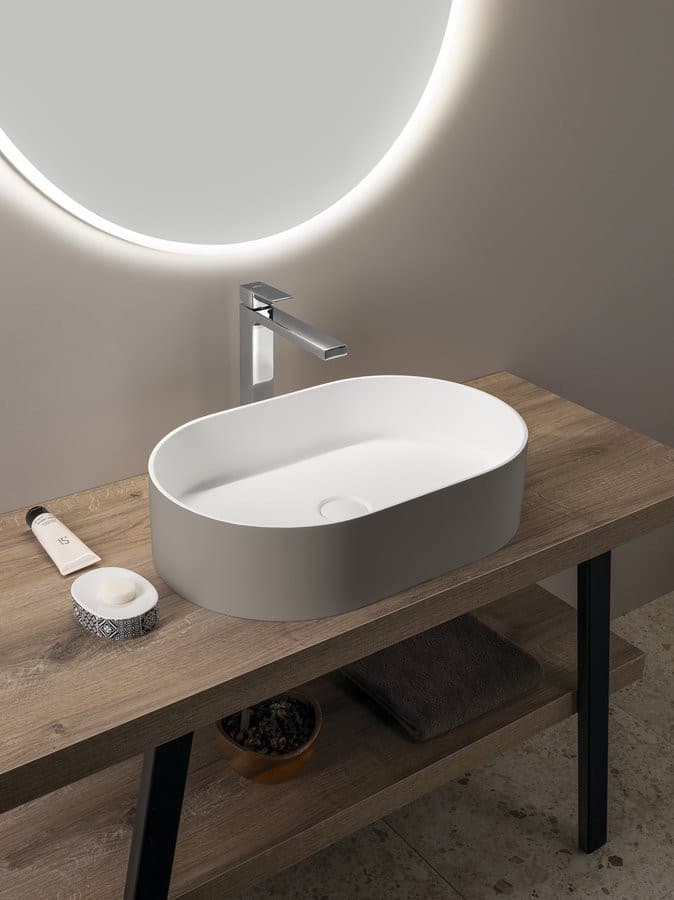 THIN umywalka na Rockstone blat 55x35cm, agila/biały mat