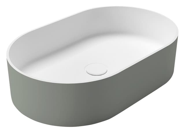 THIN umywalka na Rockstone blat 55x35cm, verde/biały mat