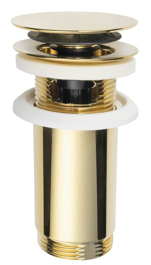 Korek umywalkowy 5/4“, klik-klak, duży grzybek, max 80mm, złoto