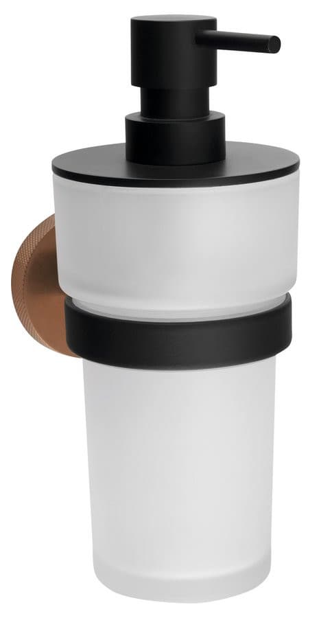 LARISSA mydleniczka 250ml, skło mleczne, czarny/miedź mat